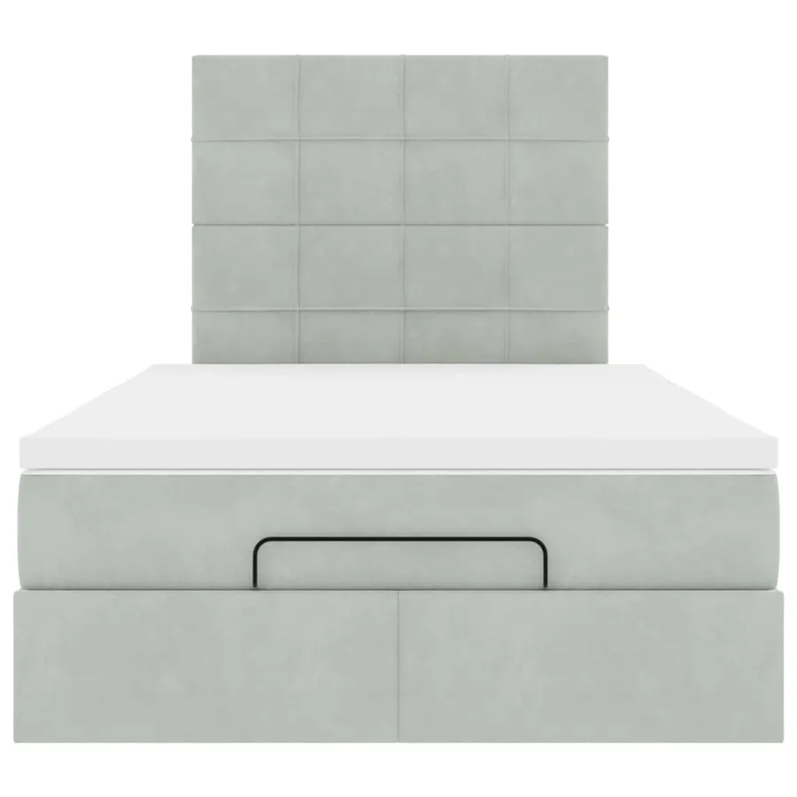 Cadre de lit ottoman avec matelas gris clair 120x190 cm velours - 7