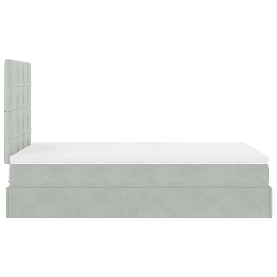 Cadre de lit ottoman avec matelas gris clair 120x190 cm velours - 8