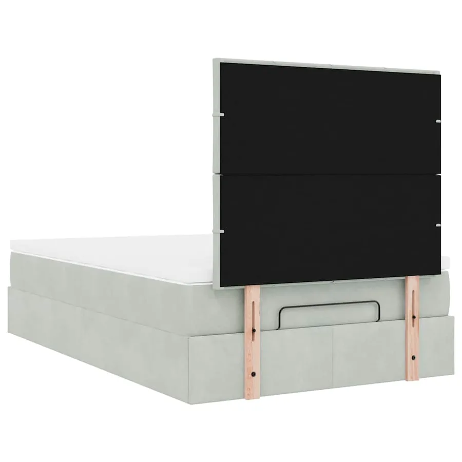 Cadre de lit ottoman avec matelas gris clair 120x190 cm velours - 9