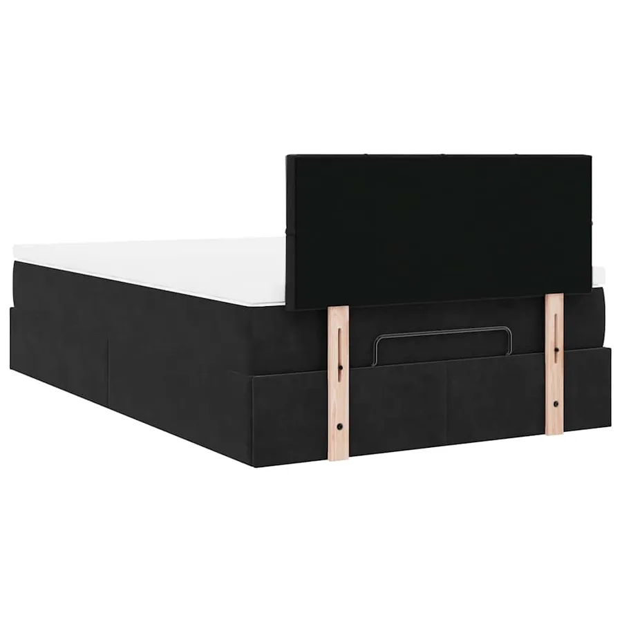 Lit ottoman avec matelas noir 120x190 cm velours - 11