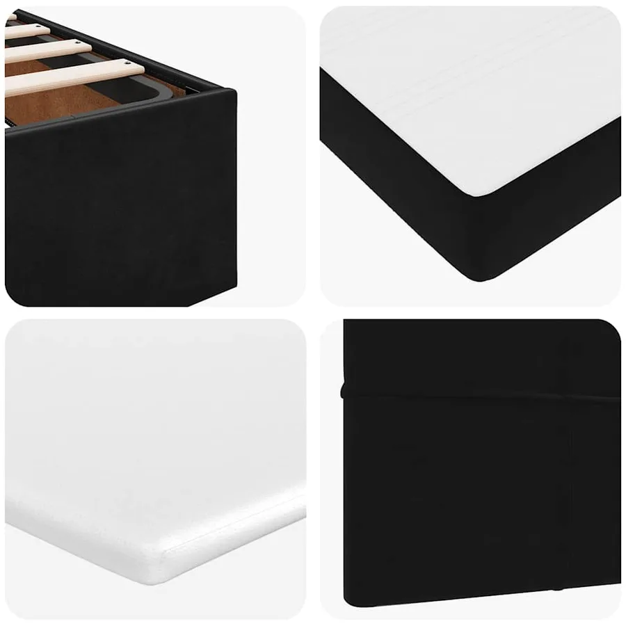 Lit ottoman avec matelas noir 120x190 cm velours - 12
