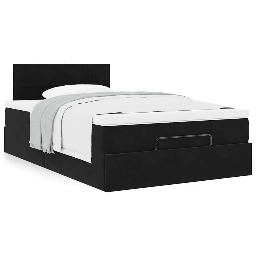 Lit ottoman avec matelas noir 120x190 cm velours - 4
