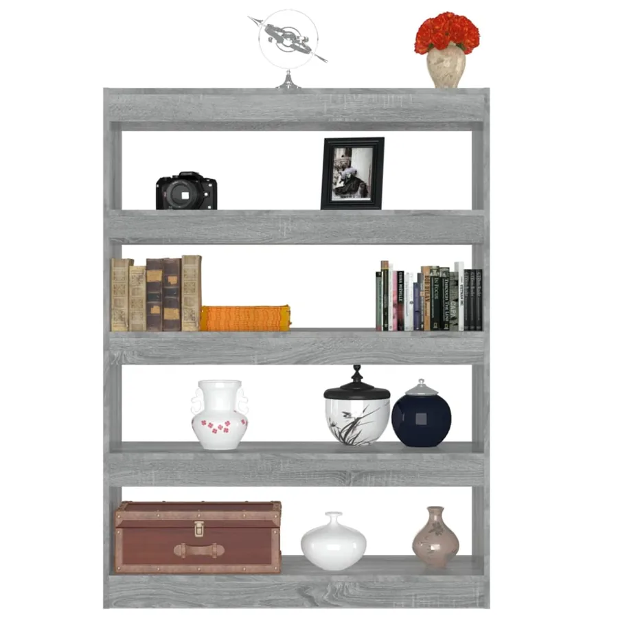 Bibliothèque/Séparateur de pièce sonoma gris 100x30x135 cm - 6