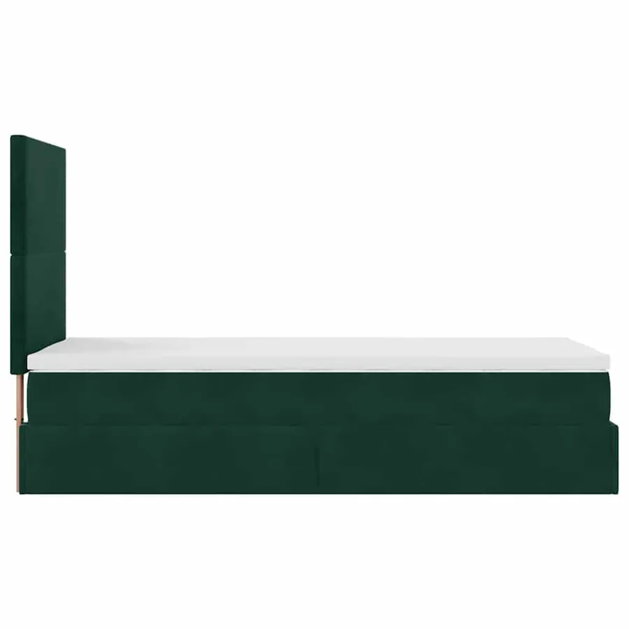 Cadre de lit ottoman avec matelas vert foncé 90x190 cm velours - 8
