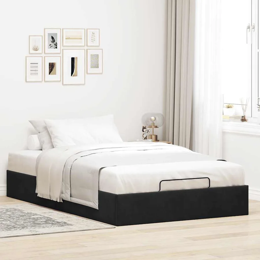 Cadre de lit ottoman sans matelas noir 120x190 cm velours - 3