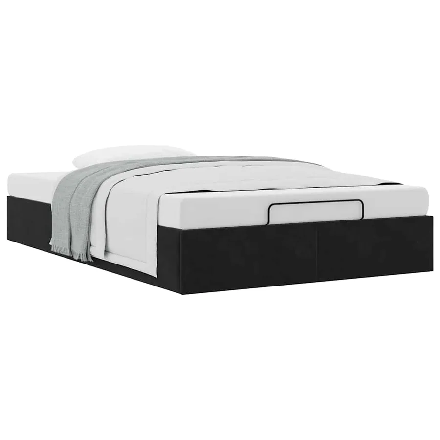 Cadre de lit ottoman sans matelas noir 120x190 cm velours - 5