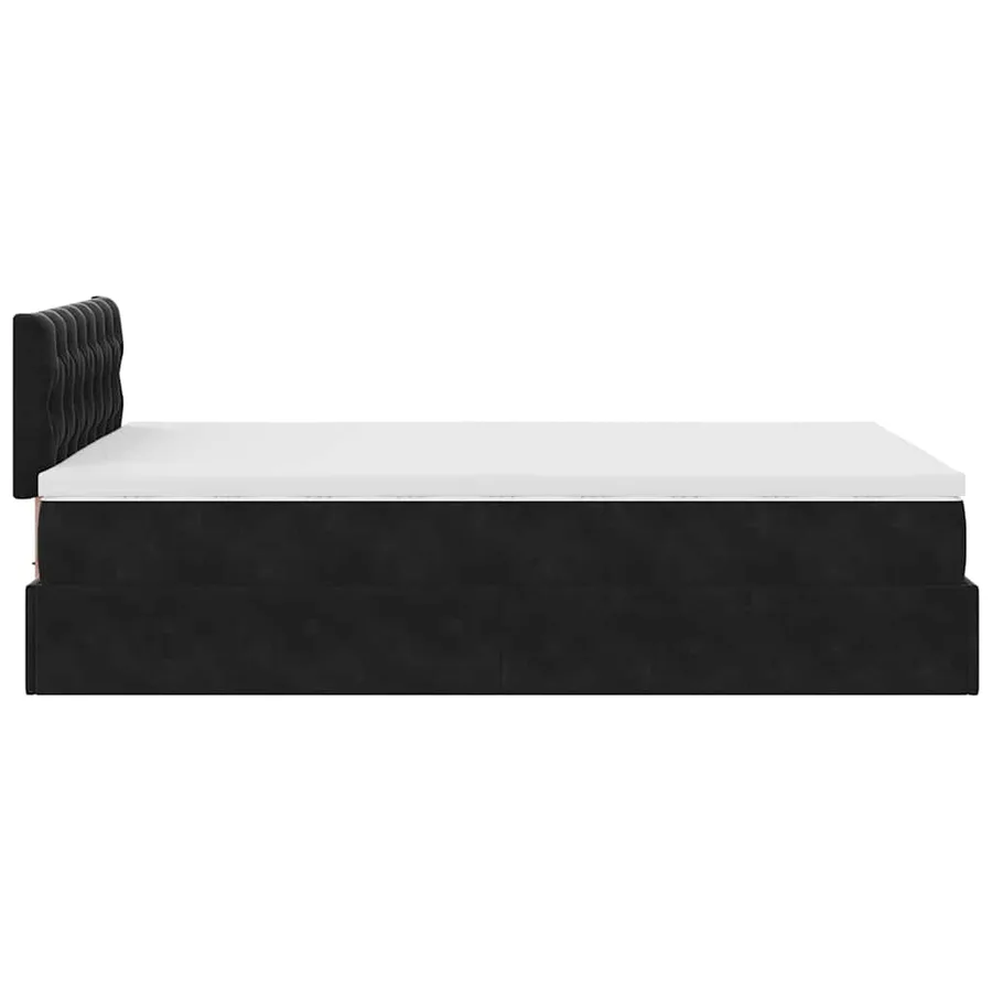 Lit ottoman avec matelas noir 120x190 cm velours - 10
