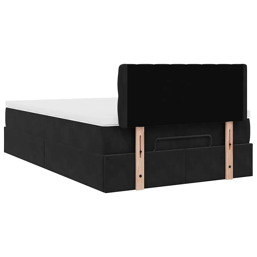 Lit ottoman avec matelas noir 120x190 cm velours - 11