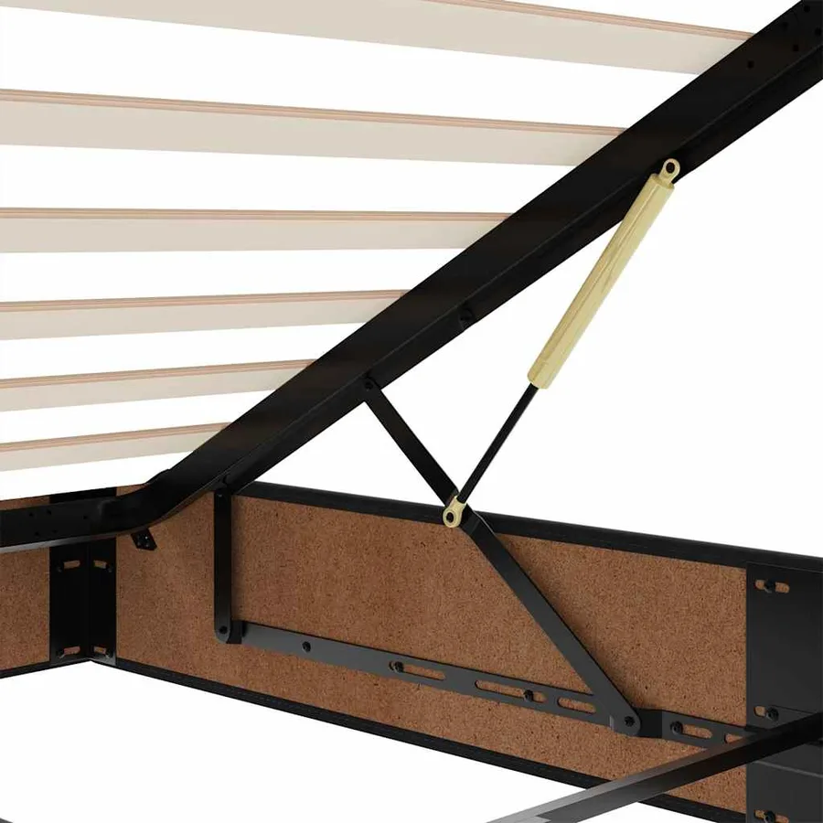 Lit ottoman avec matelas noir 120x190 cm velours - 14