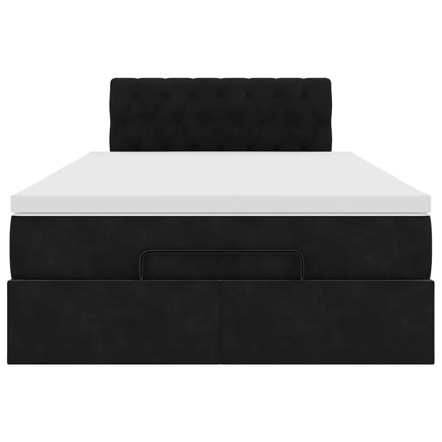 Lit ottoman avec matelas noir 120x190 cm velours - 7