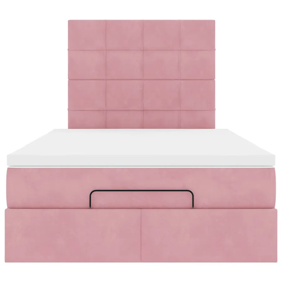 Cadre de lit ottoman avec matelas rose 120x190 cm velours - 7