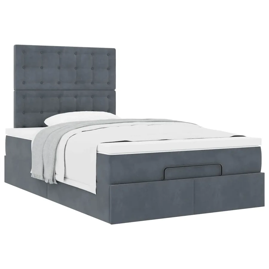 Cadre de lit ottoman avec matelas gris foncé 120x190 cm velours - 5