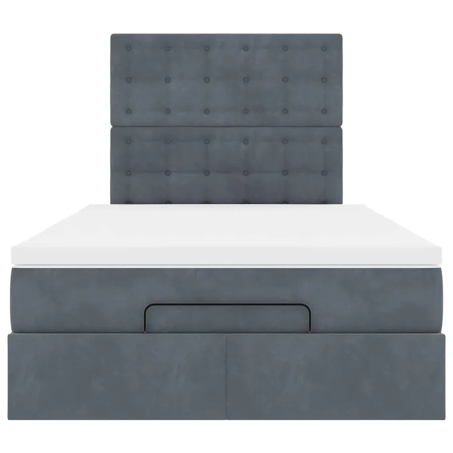 Cadre de lit ottoman avec matelas gris foncé 120x190 cm velours - 7