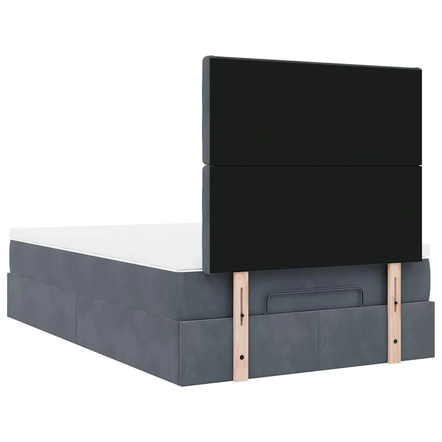 Cadre de lit ottoman avec matelas gris foncé 120x190 cm velours - 9