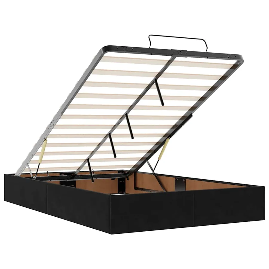 Cadre de lit ottoman avec matelas noir 120x190 cm velours - 10