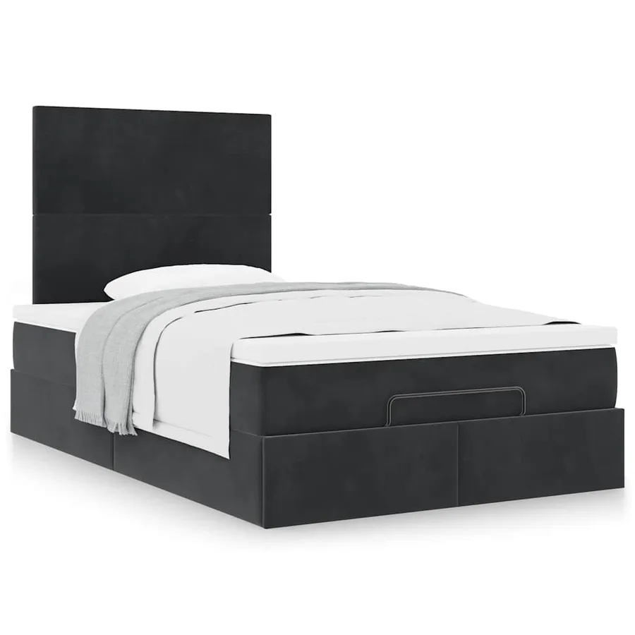 Cadre de lit ottoman avec matelas noir 120x190 cm velours - 4