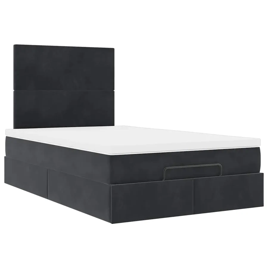 Cadre de lit ottoman avec matelas noir 120x190 cm velours - 6