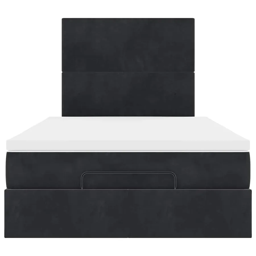 Cadre de lit ottoman avec matelas noir 120x190 cm velours - 7
