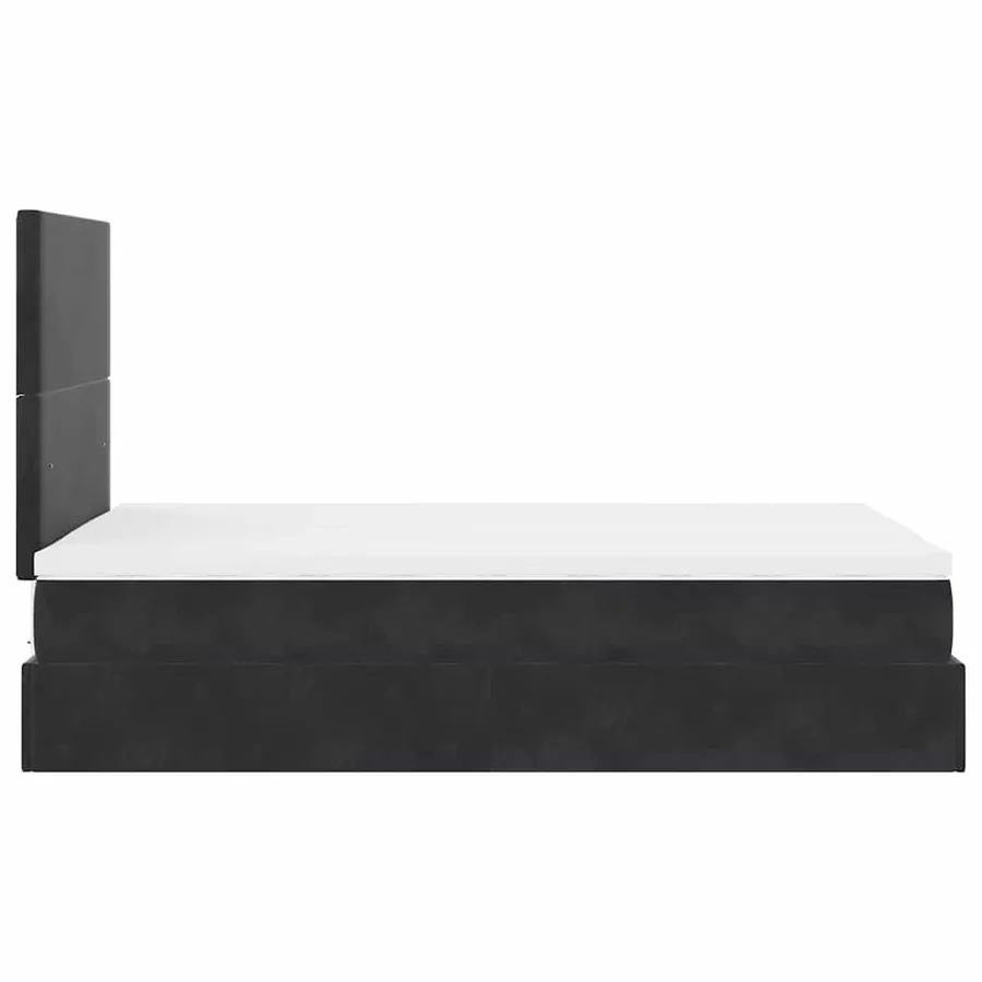 Cadre de lit ottoman avec matelas noir 120x190 cm velours - 8