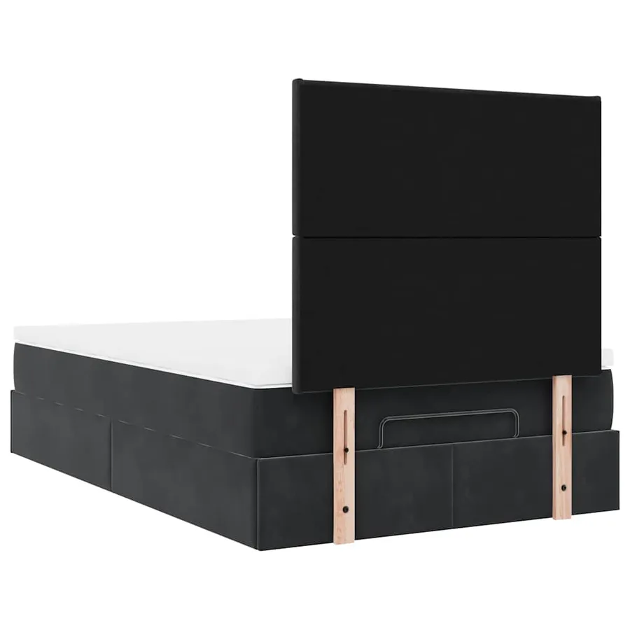 Cadre de lit ottoman avec matelas noir 120x190 cm velours - 9