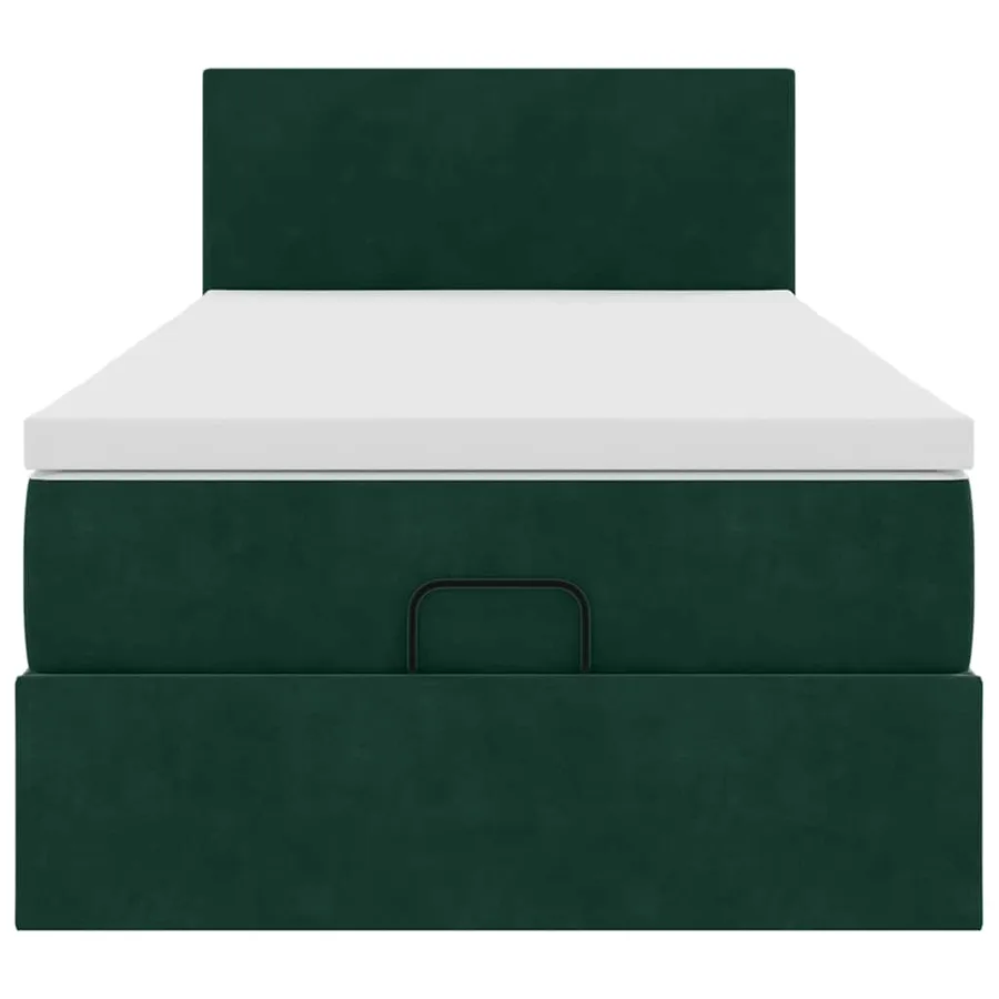 Cadre de lit ottoman avec matelas vert foncé 90x190 cm velours - 7