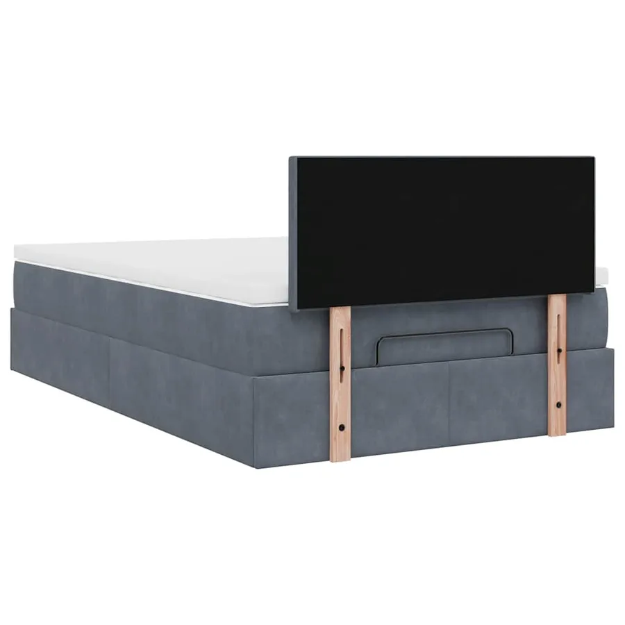 Lit ottoman avec matelas et LED gris foncé 120x190cm - 12