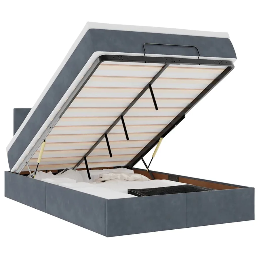 Lit ottoman avec matelas et LED gris foncé 120x190cm - 2
