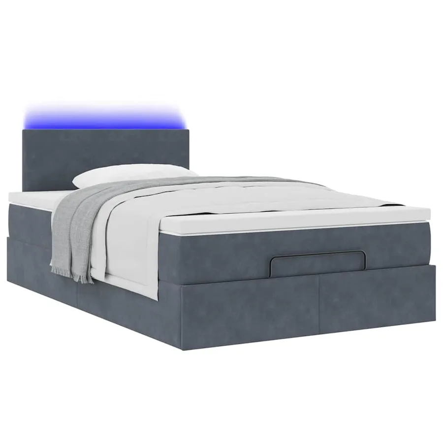Lit ottoman avec matelas et LED gris foncé 120x190cm - 6