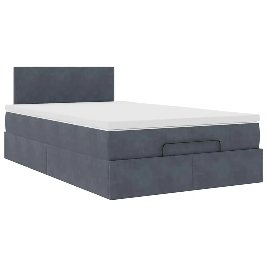 Lit ottoman avec matelas et LED gris foncé 120x190cm - 7