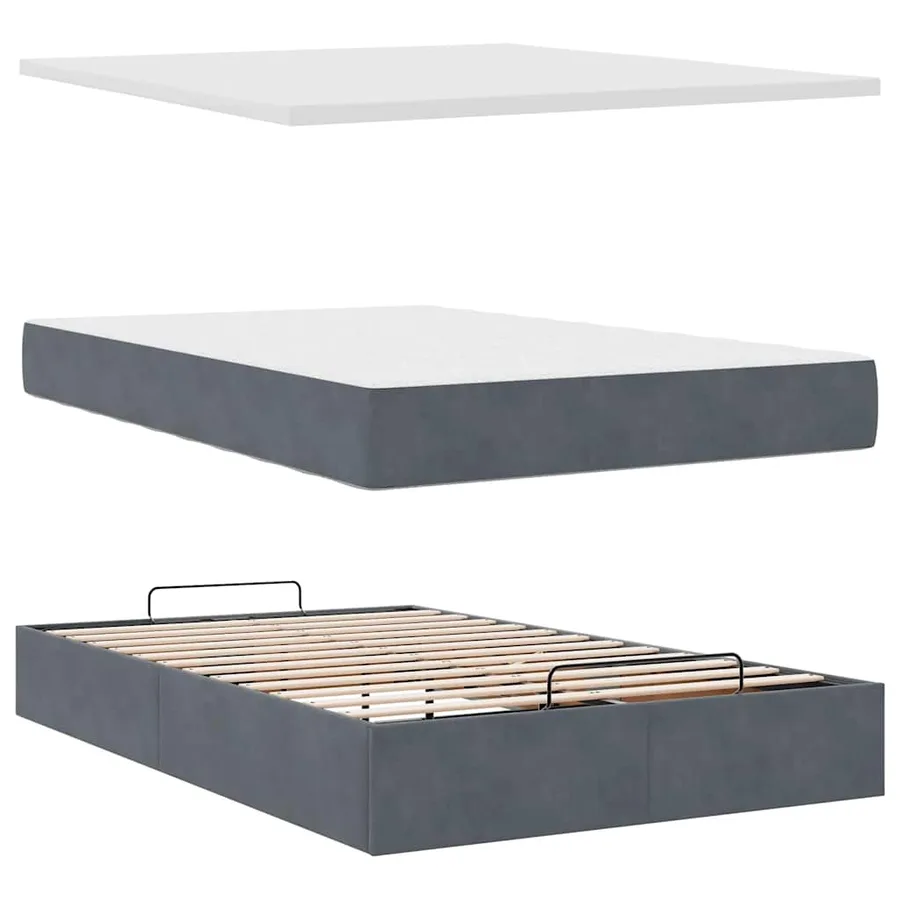 Lit ottoman avec matelas et LED gris foncé 120x190cm - 9