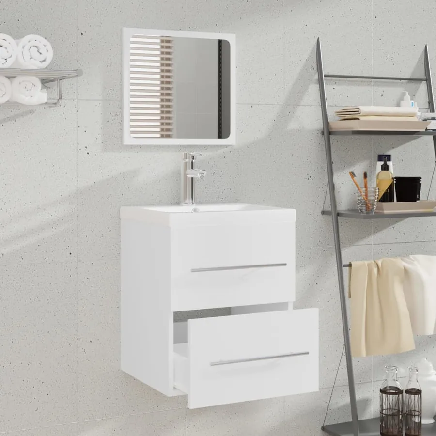 Meuble lavabo avec bassin intégré Blanc Bois d'ingénierie - 3