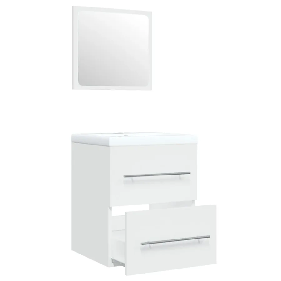 Meuble lavabo avec bassin intégré Blanc Bois d'ingénierie - 5