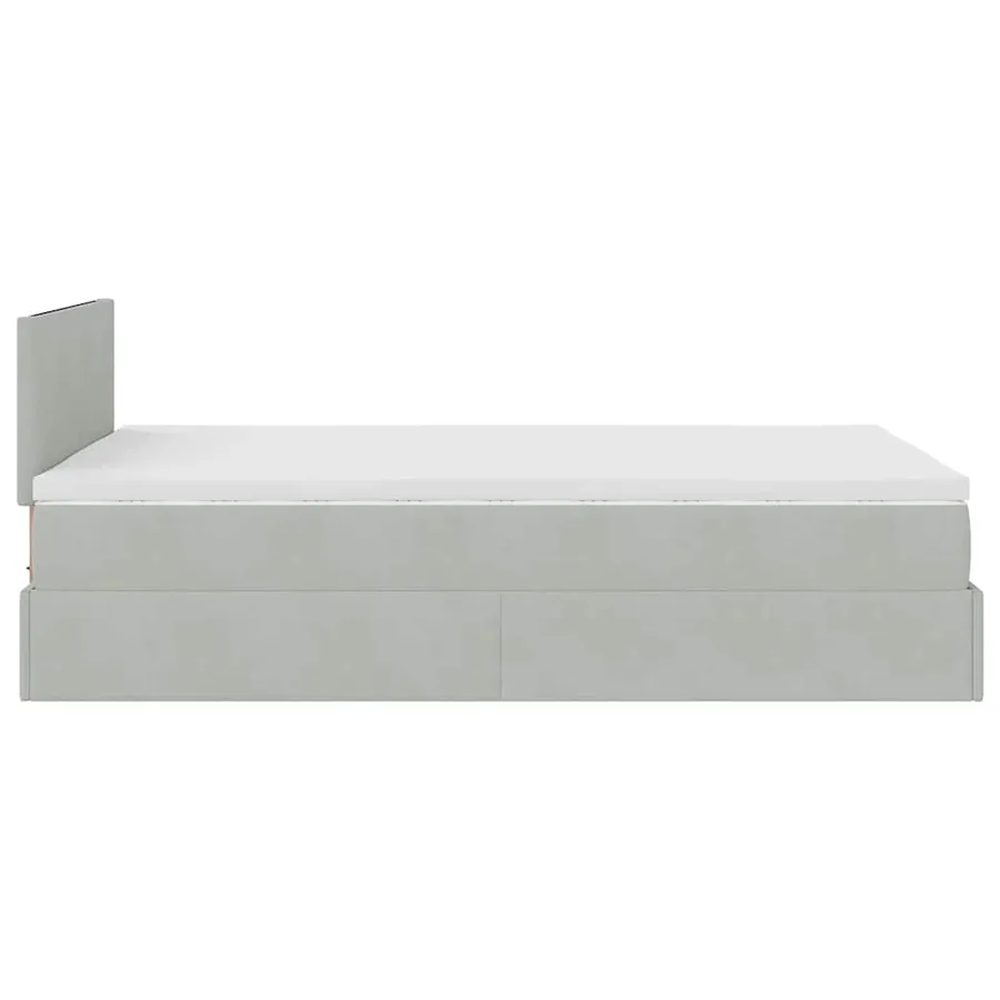 Lit ottoman avec matelas gris clair 120x190 cm velours - 10