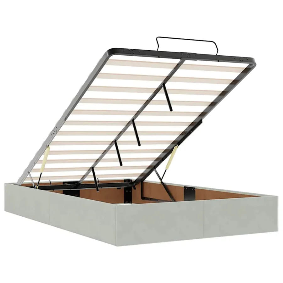 Lit ottoman avec matelas gris clair 120x190 cm velours - 12