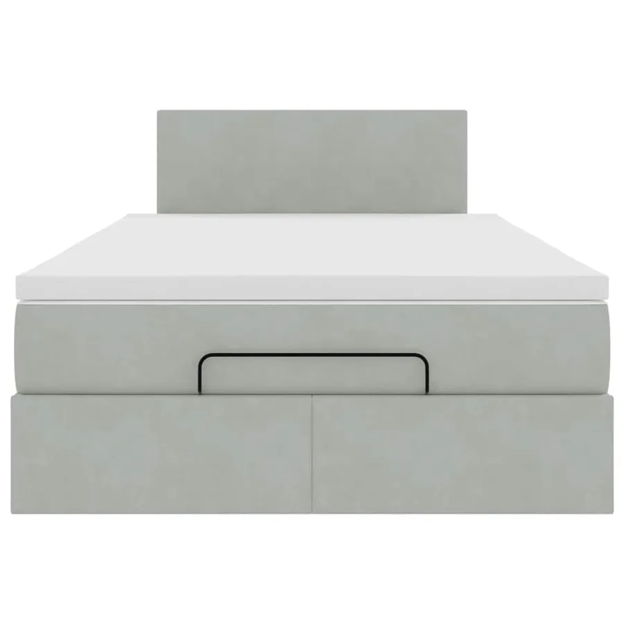 Lit ottoman avec matelas gris clair 120x190 cm velours - 7