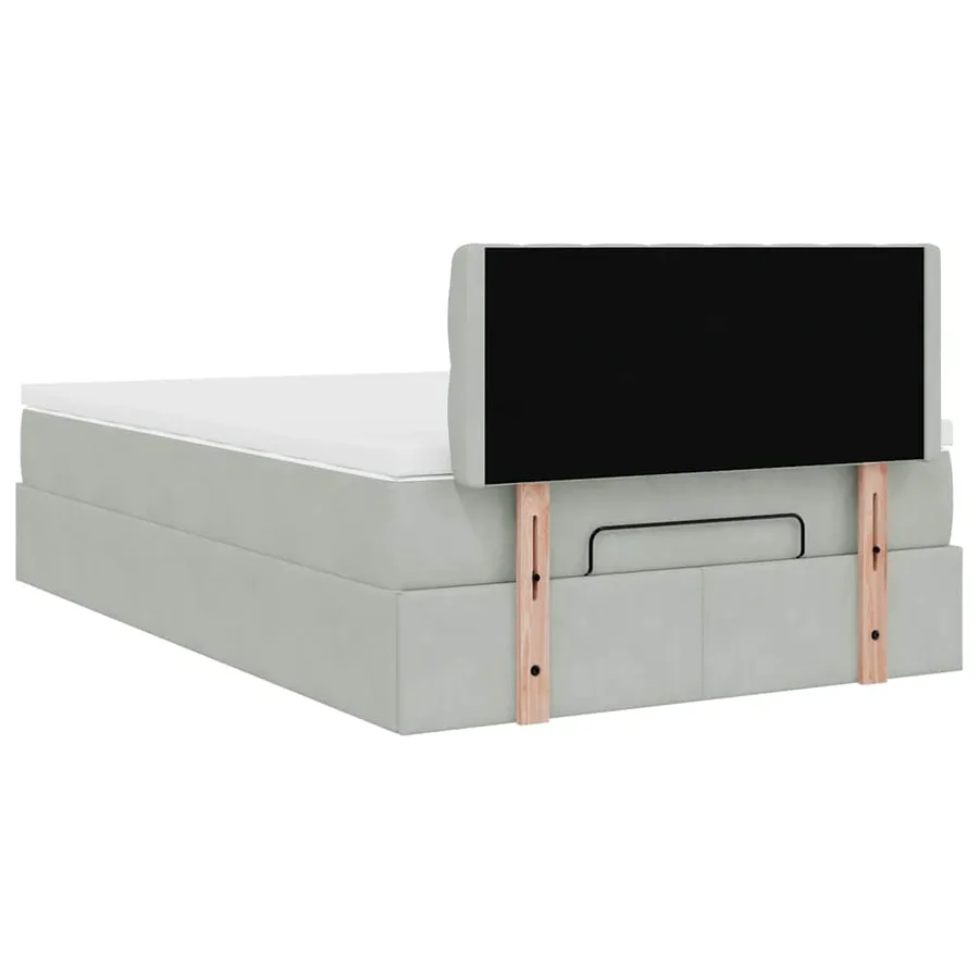 Lit ottoman avec matelas gris clair 120x190 cm velours - 11