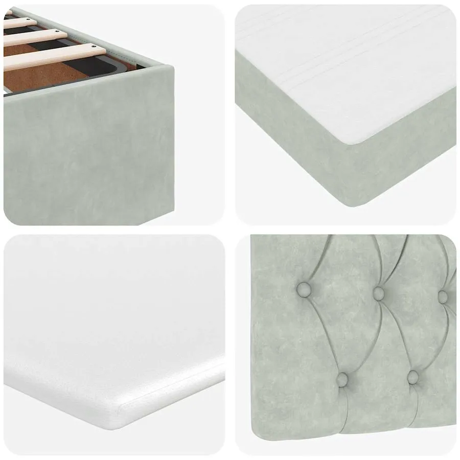 Lit ottoman avec matelas gris clair 120x190 cm velours - 13