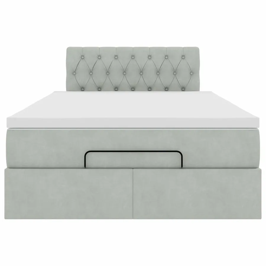 Lit ottoman avec matelas gris clair 120x190 cm velours - 7
