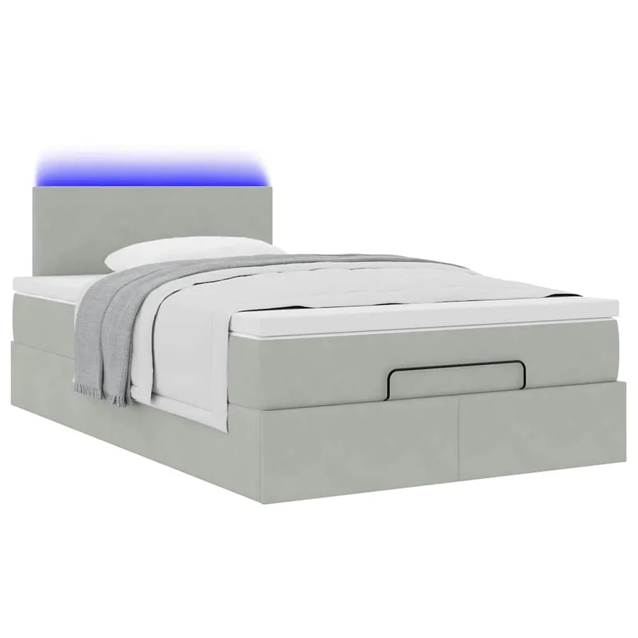 Cadre de lit ottoman et matelas gris clair 120x200 cm velours - 3