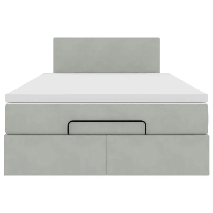 Cadre de lit ottoman et matelas gris clair 120x200 cm velours - 6
