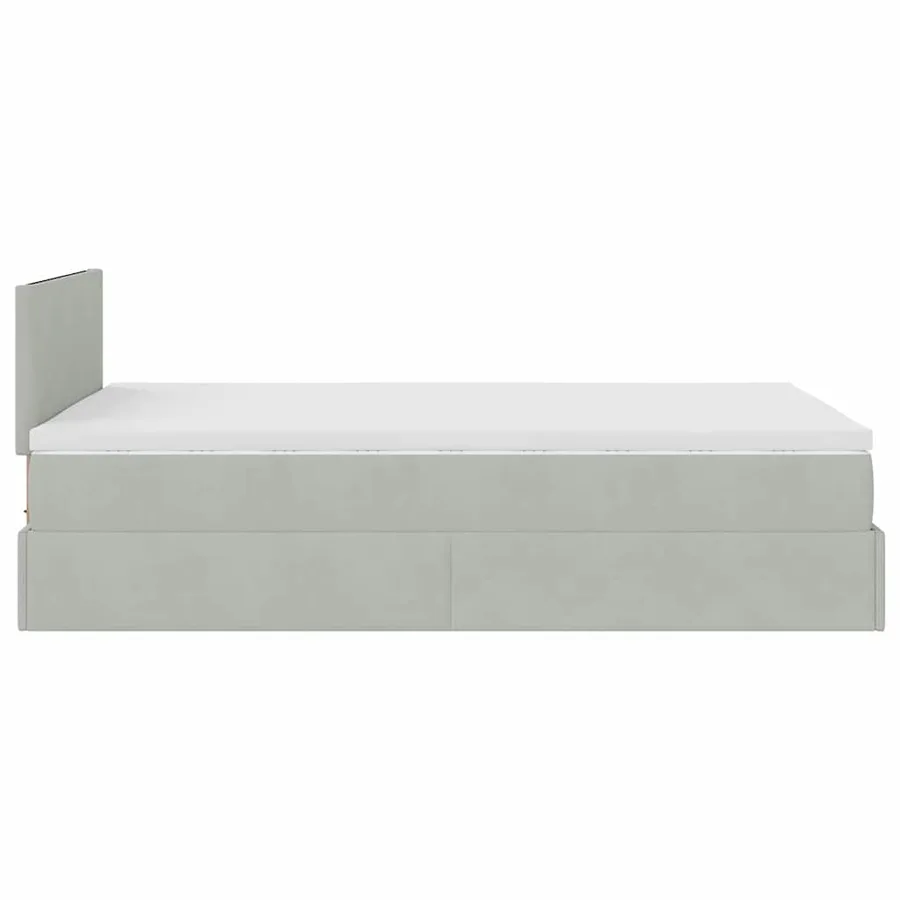Cadre de lit ottoman et matelas gris clair 120x200 cm velours - 9