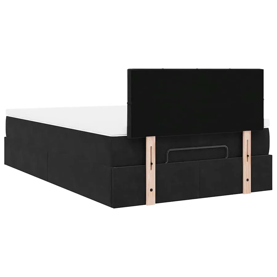 Lit ottoman avec matelas et LED noir 120x190 cm velours - 12