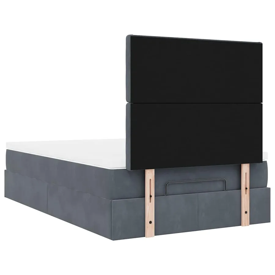 Cadre de lit ottoman avec matelas gris foncé 120x190 cm velours - 10