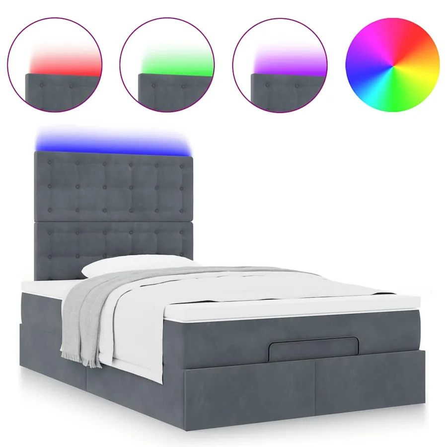 Cadre de lit ottoman avec matelas gris foncé 120x190 cm velours - 5