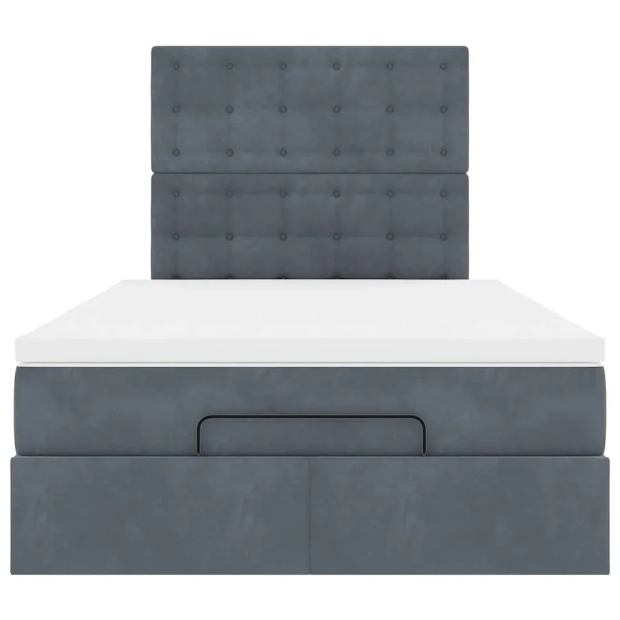 Cadre de lit ottoman avec matelas gris foncé 120x190 cm velours - 8