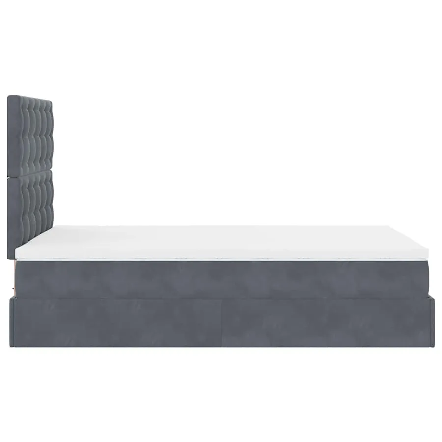 Cadre de lit ottoman avec matelas gris foncé 120x190 cm velours - 9