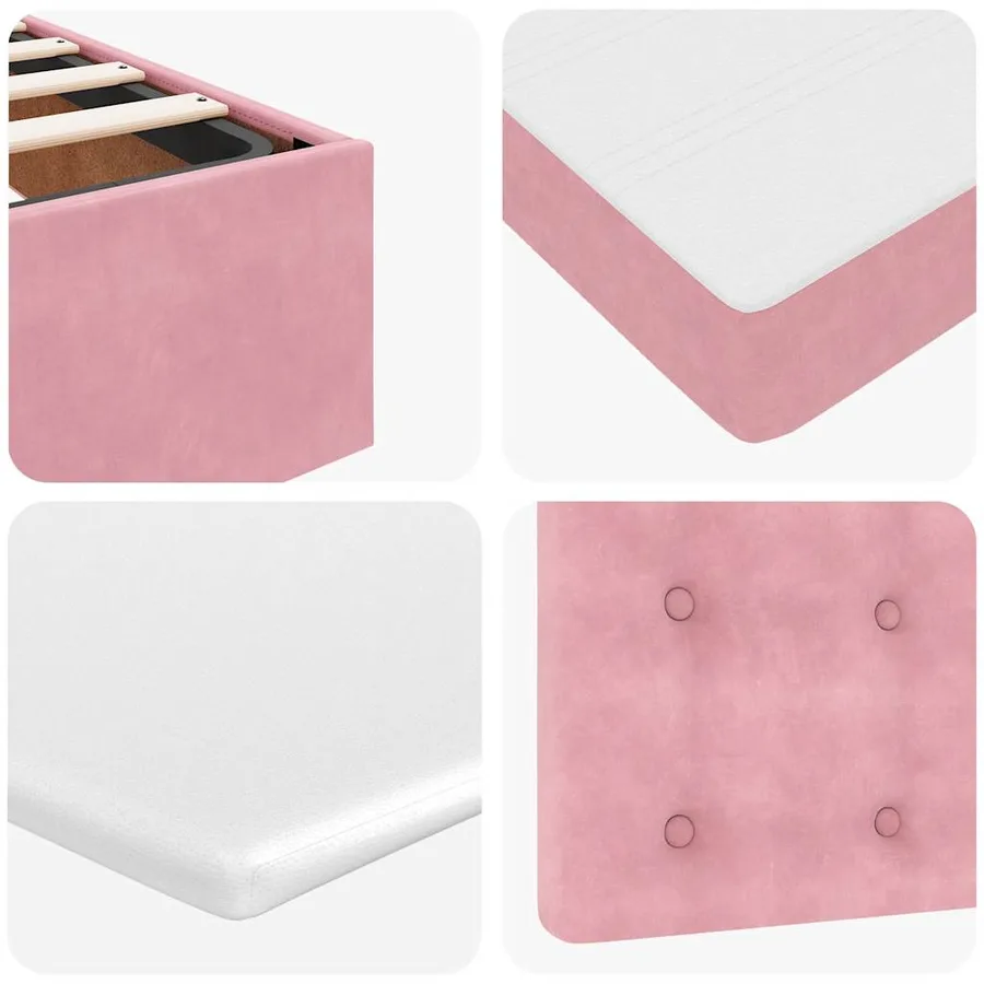 Lit ottoman avec matelas et LED rose 120x190 cm velours - 15