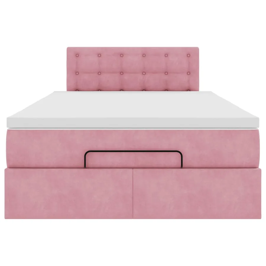 Lit ottoman avec matelas et LED rose 120x190 cm velours - 7