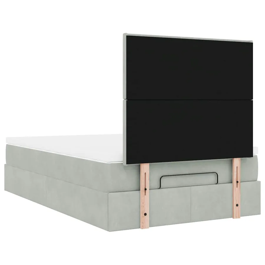 Cadre de lit ottoman et matelas gris clair 120x200 cm velours - 9