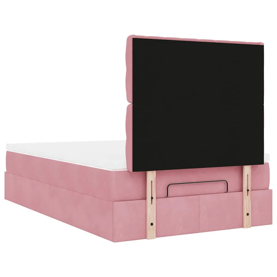 Cadre de lit ottoman avec matelas rose 120x190 cm velours - 10